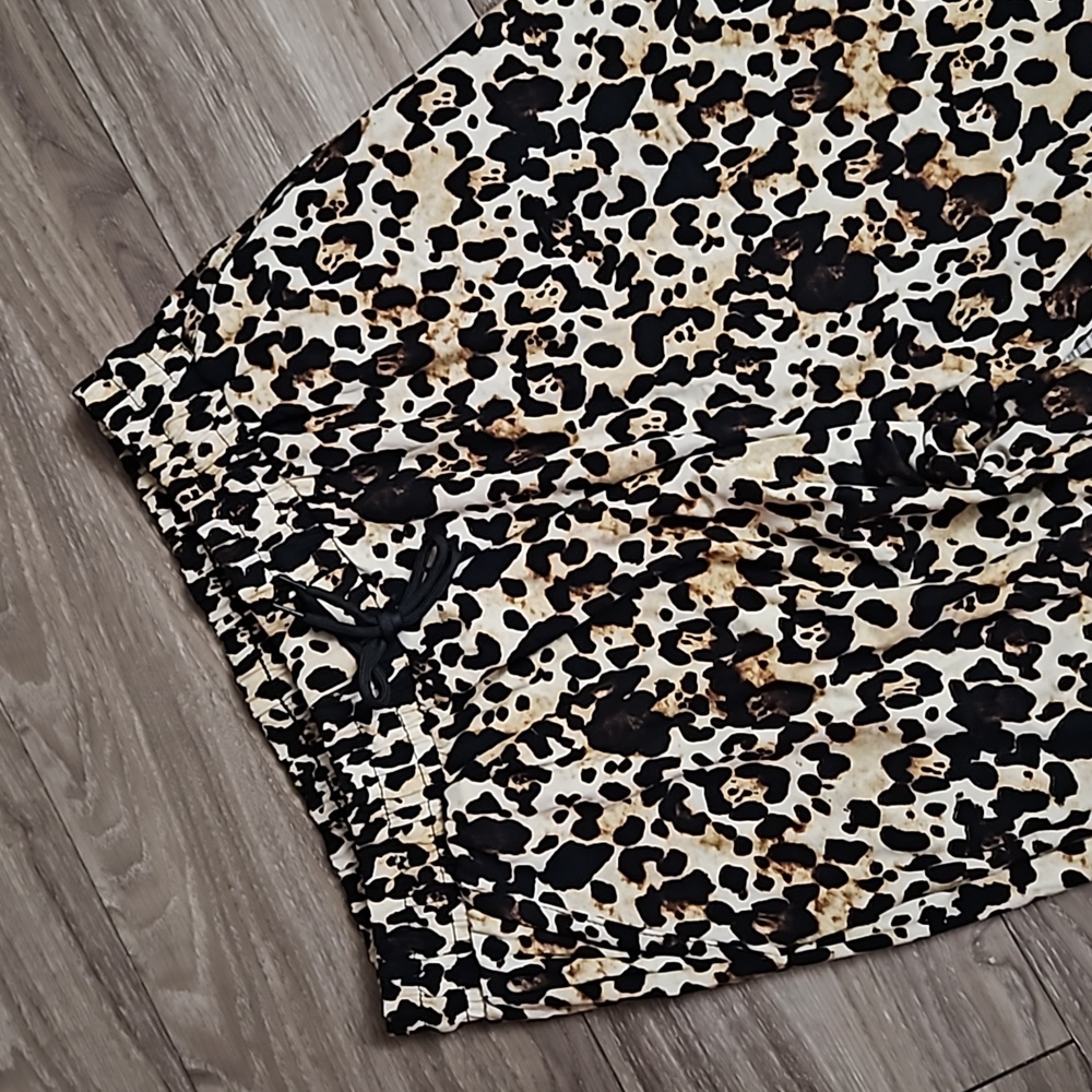Leopard Print Joggers With Pockets Soft Material Stretchy Drawstring Waist - Picture 3 of 16